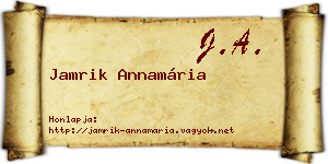 Jamrik Annamária névjegykártya